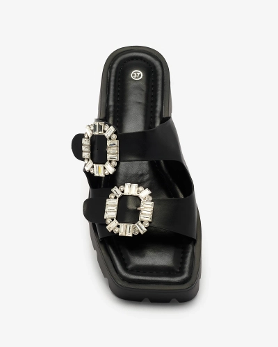 Royalfashion Black women's embellished Tireta heeled flip-flops