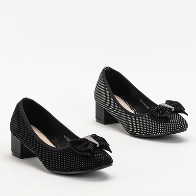Black women's pumps with polka dots with a bow Verima - Shoes