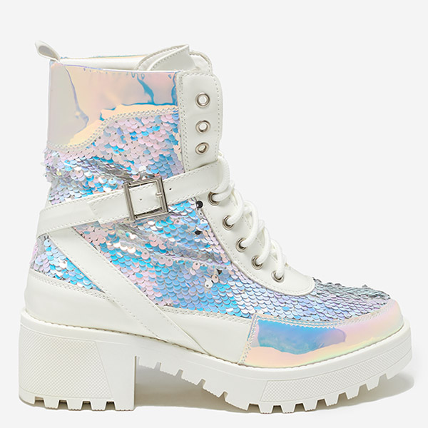 White women's boots with sequins from Impresa - Footwear