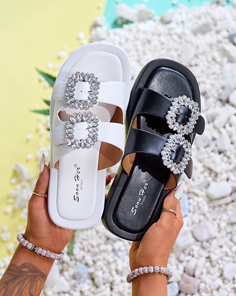 Ladies 'black slippers with crystals Azazel - Footwear
