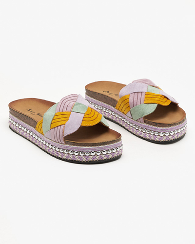 Violet women's slippers on a thick sole Cekolina - Footwear