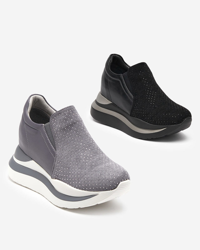 Black women's sneakers with a hidden wedge Elema - Footwear