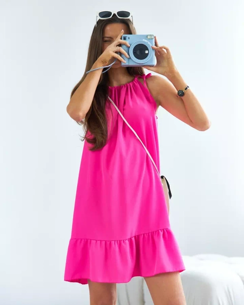 Royalfashion Fuksijas krāsas mini kleita ar volāniem