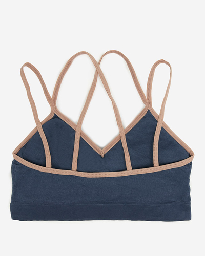 Tumši zils sieviešu sporta krūšturis ar plānām lencēm - apakšveļa