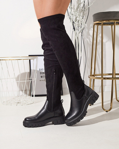 OUTLET Women's over-the-knee boots in black color Liki - Footwear