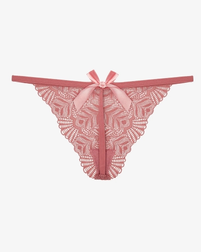 Dark pink lace thong panties for women - Underwear