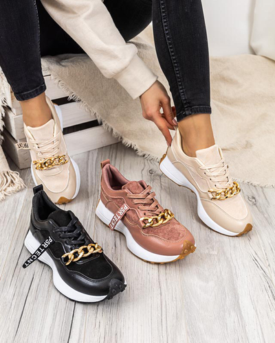 Pink women's sports shoes with a gold chain Nerika - Footwear