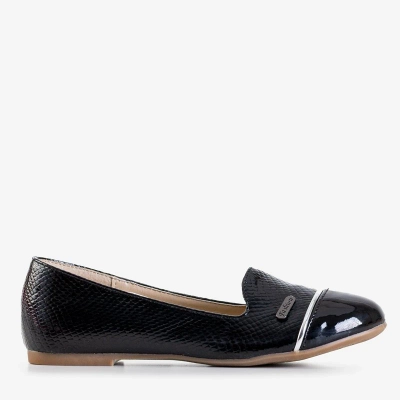 OUTLET Black children's moccasins with Varecia embossing - Footwear