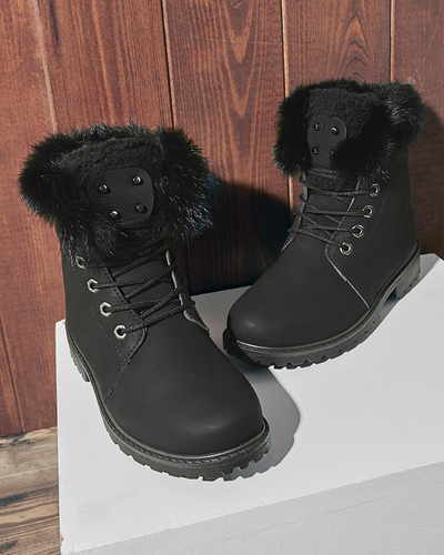 Klasiski sieviešu zābaki a'la trapper melnā krāsā Lausa- Footwear