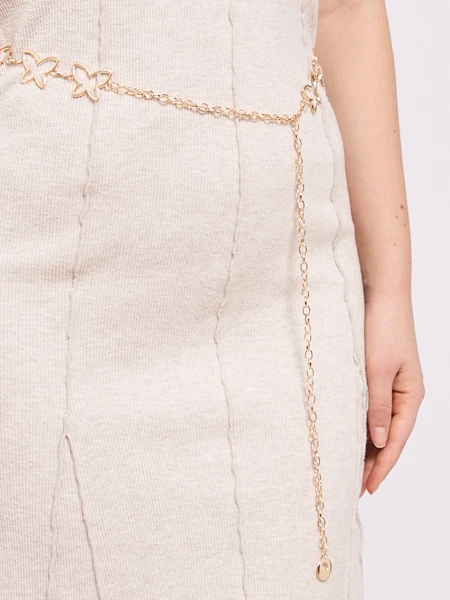 Aurelia Butterfly Women's Metal Belt with Elegant Chain – 115 cm