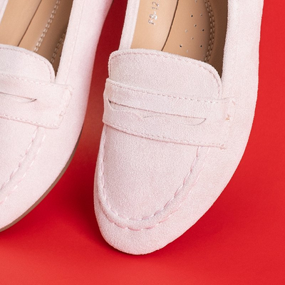 Beige and pink eco-suede women's loafers Bondesqa - Shoes
