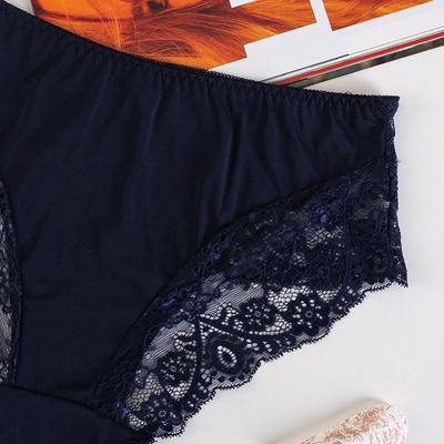 Темно-синие женские трусы с кружевом PLUS SIZE