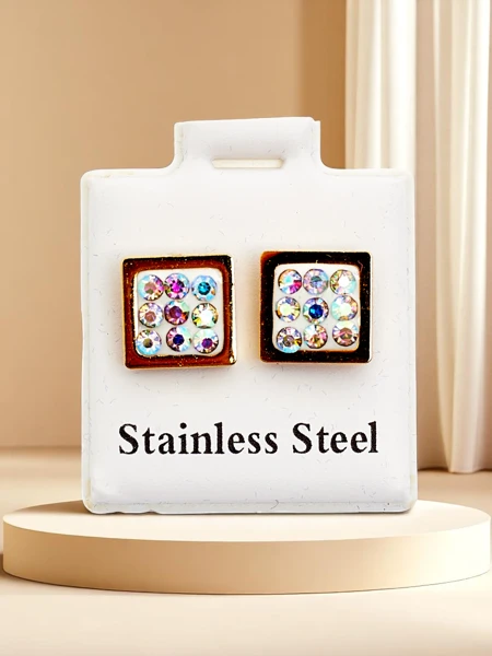 Royalfashion Sieviešu kvadrātveida cirkonija auskari