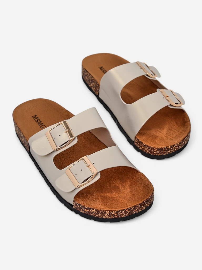 Женские сандалии Royalfashion Aurelia gold – плоские шлепанцы из эко-кожи (размер 39)