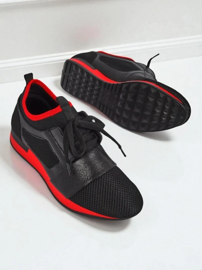 Women's Artemida Nero sneakers made of fabric and eco-leather with a red accent