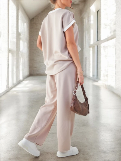 Royalfashion Women's viscose set with short sleeves and flared pants