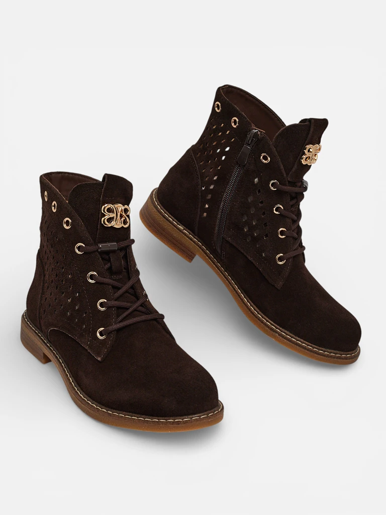 Women's Openwork Ankle Boots made of Natural Leather Aurelias