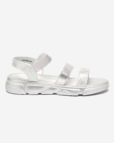Shiny silver girls' sandals Seloni- Footwear