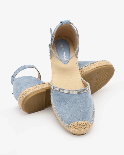 Royalfashion Women's espadrilles with zircons in blue Rieta