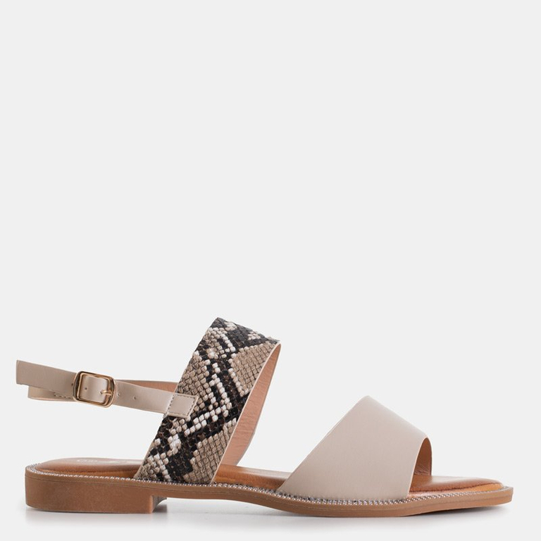 Beige snake women's sandals Venilia - Footwear