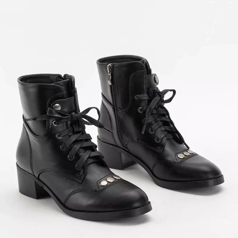 OUTLET Black women's ankle boots with flat heels Rinta - Footwear