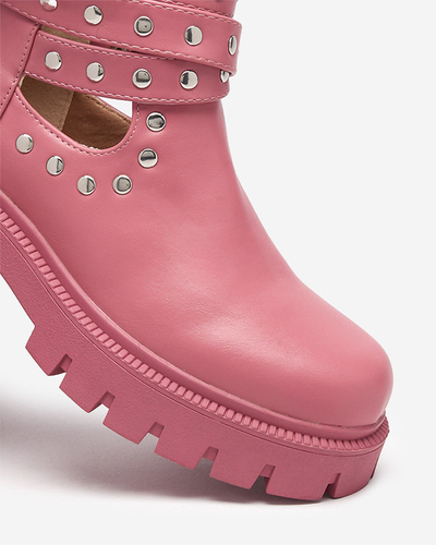 Pink women's boots with rhinestones Socogi - Footwear