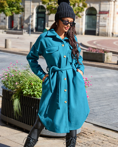 Royalfashion Turquoise women's shirt-type coat