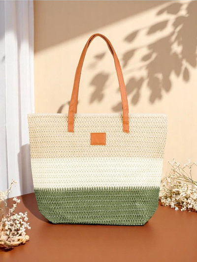 Royal Fashion Large Women's Straw Bag with Bold Stripes
