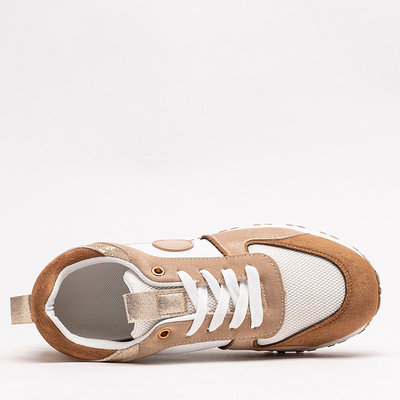 Beige and brown women's sports shoes with glitter Tenetika - Footwear