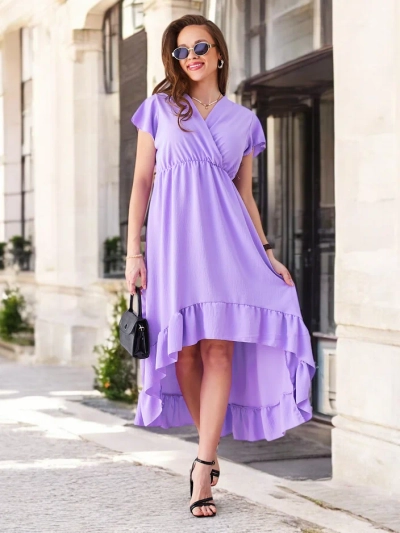Royalfashion Women's midi dress with an asymmetrical hem