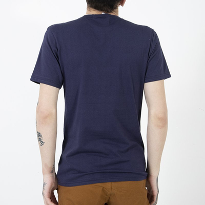 Men's navy blue cotton t-shirt with print - Clothing