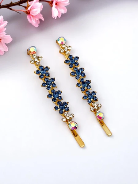 Royalfashion Matu sprādze ar zieda formas rhinestone akmeņiem Sparkle Blossom