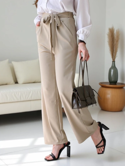 Royalfashion Wide women's trousers with a belt