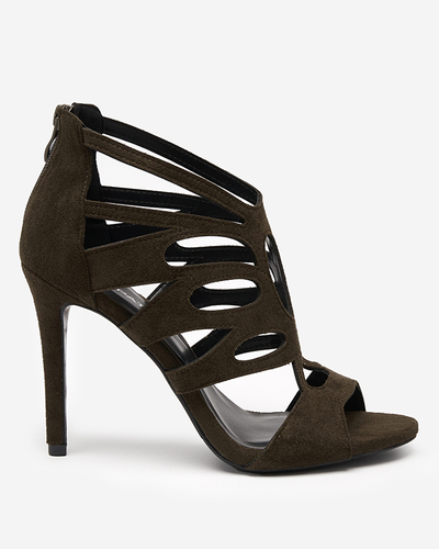 Dark green Etrop women's stiletto sandals - Footwear