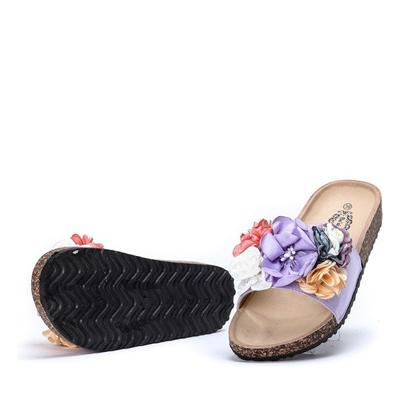 Purple flip-flops with decorative flowers Vilena - Footwear 1
