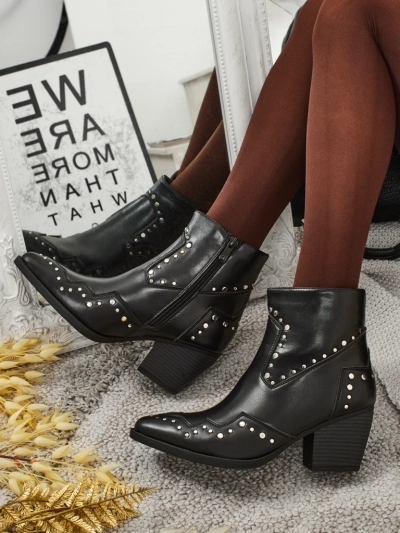 Kowbojki damskie na obcasie z dżetami Glaciere