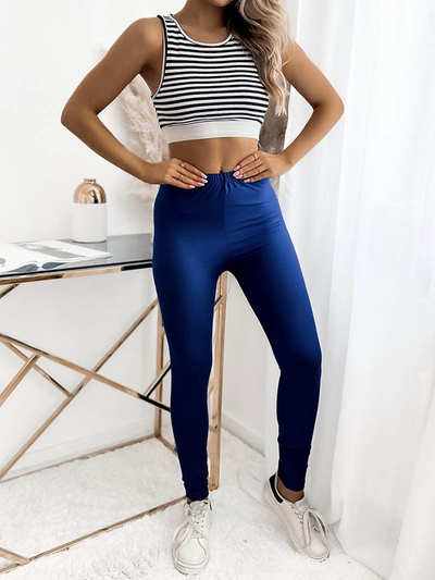 Navy blue women's bamboo fiber leggings - Clothing