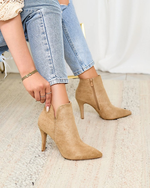 Royalfashion Gaiši brūni sieviešu stiletto zābaki Amalenika