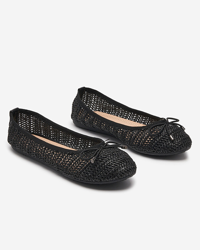 Черные женские плетеные балетки Wewo