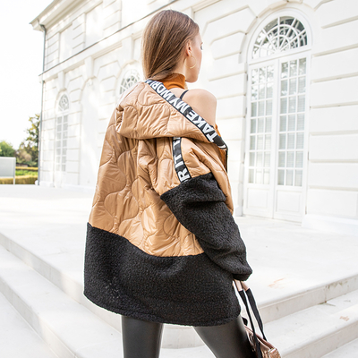 Brown quilted jacket with sheepskin - Clothing