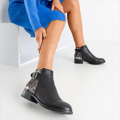 Black women's boots with flat heels Fireli - Footwear