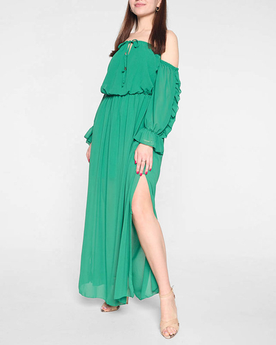 Ladies' dark green Spanish maxi dress - Clothing