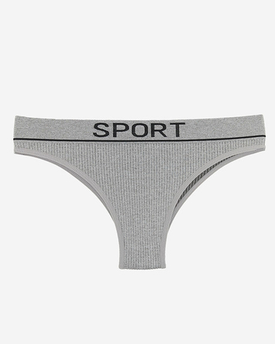 Gray women's ribbed panties with sporty inscriptions - Underwear