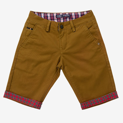 Brown men's shorts with red inserts - Clothing