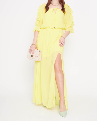 Женское желтое испанское платье макси - Одежда