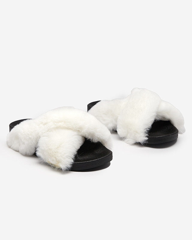 Slippers with fur in white Mashte - Footwear