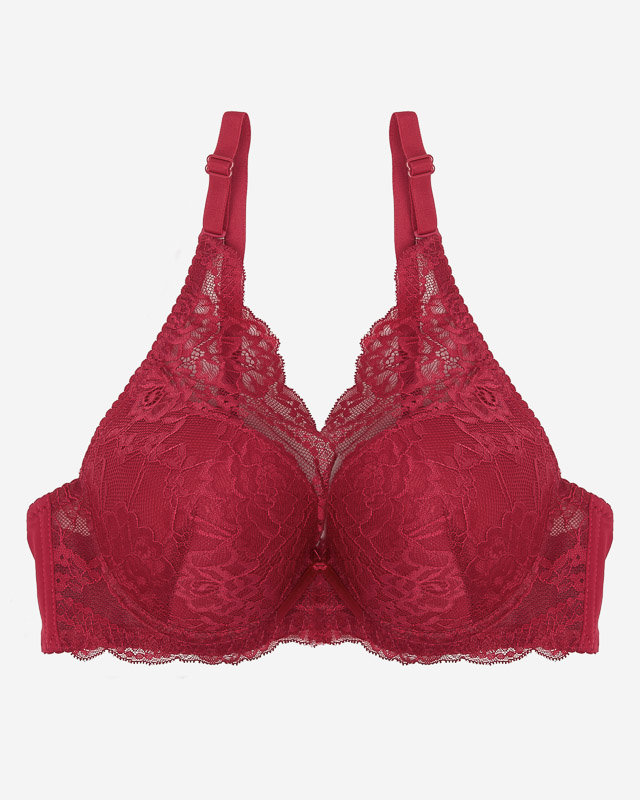 Women's push-up bra with lace in burgundy color - Underwear