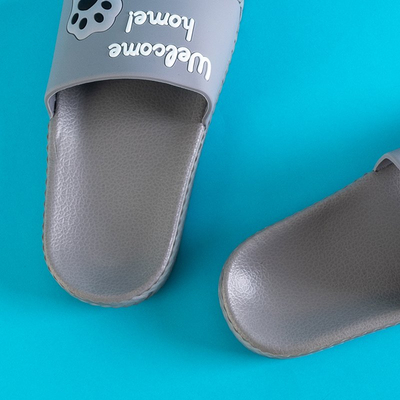 Grey children's flip-flops with Keryn cat - Footwear