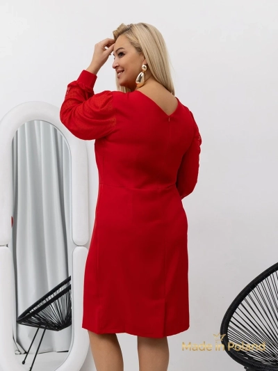 Elegancka damska mini sukienka z siatkowanymi rnkami Evilla