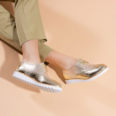 OUTLET Gold women's lace-up shoes Narvi - Footwear